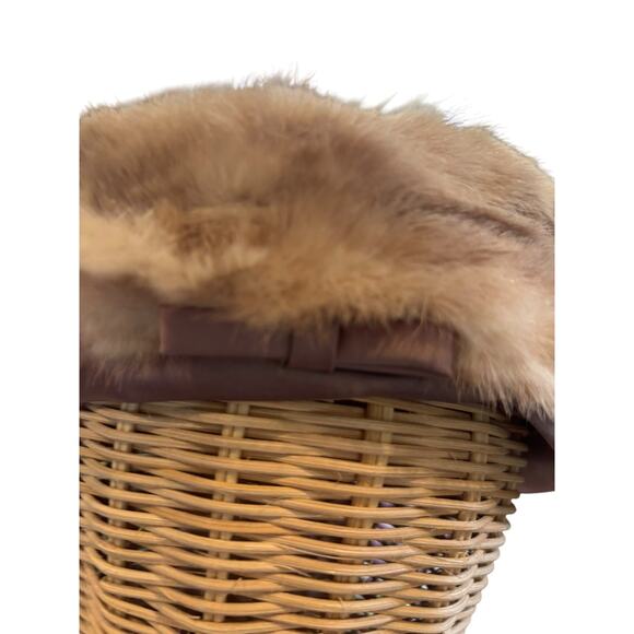 Vintage Darcel Exclusive Real Fur Hat Beige Mink Style Satin Trim Bow 23” USA main image 10